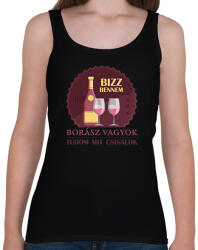 printfashion Bízz bennem - Borász vagyok - Női atléta - Fekete (7301367)