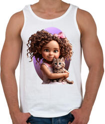 printfashion Kislány cicával - Férfi atléta - Fehér (14693955)