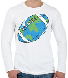 printfashion Rögbi bolygó - Férfi hosszú ujjú póló - Fehér (8043390)