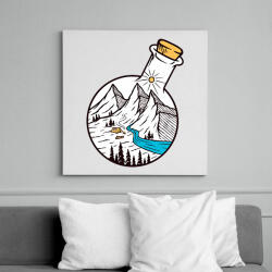 printfashion Bottle of Mountains - Vászonkép - Fehér (6637526)