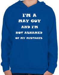 printfashion Májusi vagyok és nem szégyellem a hibáimat - Gyerek kapucnis pulóver - Királykék (1405279)