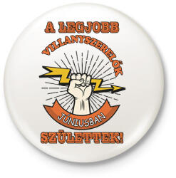 printfashion Villanyszerelő június - Kitűző, hűtőmágnes - Fehér (11408822)