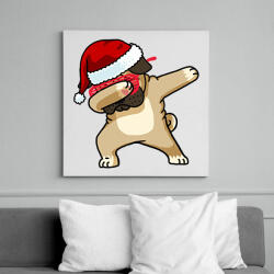 printfashion Dabbing mopsz mikulás - Vászonkép - Fehér (6624757)