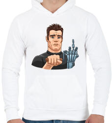 printfashion Arnold F*CKing Schwarzenegger - Férfi kapucnis pulóver - Fehér (2389314)