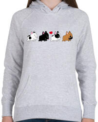 printfashion Francia bulldog kiskutyák - Női kapucnis pulóver - Sport szürke (1214886)