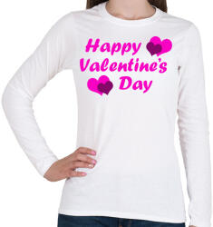 printfashion Happy Valentines Day - Női hosszú ujjú póló - Fehér (11681064)