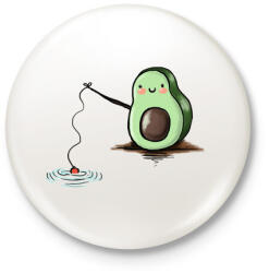 printfashion Horgászó avokádó - Kitűző, hűtőmágnes - Fehér (3925933)