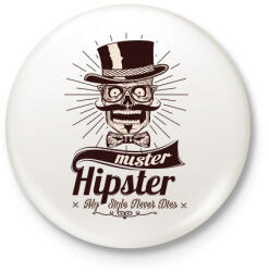 printfashion Mr. Hipszter - Kitűző, hűtőmágnes - Fehér (3074488)