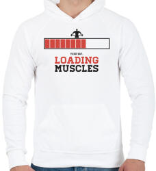 printfashion Loading Muscles - Férfi kapucnis pulóver - Fehér (949772)