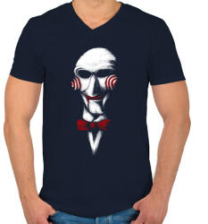 printfashion Játsszunk! - Férfi V-nyakú póló - Sötétkék (77487)