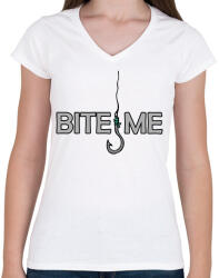 printfashion Harapj rám! - Női V-nyakú póló - Fehér (2458668)