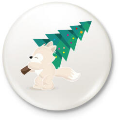 printfashion Karácsony - kis rókával - Kitűző, hűtőmágnes - Fehér (4089245)