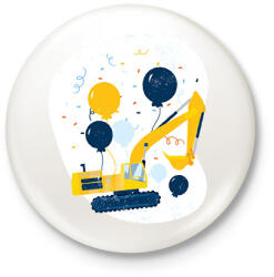 printfashion Buldózer - Kitűző, hűtőmágnes - Fehér (6380350)