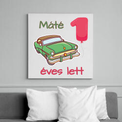 printfashion Zöld kocsi - Névvel, számmal - Vászonkép - Fehér (6640524)