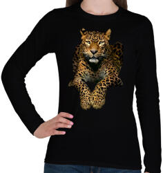 printfashion leopárd - Női hosszú ujjú póló - Fekete (5671764)