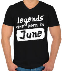 printfashion A legendák júniusban születnek - Férfi V-nyakú póló - Fekete (250476)