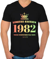 printfashion 1982 - Férfi V-nyakú póló - Fekete (4465077)