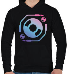 printfashion Techno - Lemezlovas - Férfi kapucnis pulóver - Fekete (6579758)