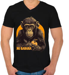 printfashion Csimpánz és az alma - Férfi V-nyakú póló - Fekete (13178046)