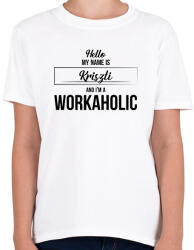 printfashion Hello my name is - Névvel (black) - Gyerek póló - Fehér (7446860)