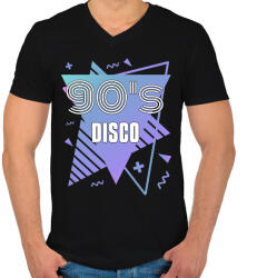 printfashion 90's disco - Férfi V-nyakú póló - Fekete (13519746)