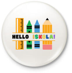 printfashion Hello Iskola - Kitűző, hűtőmágnes - Fehér (14085911)