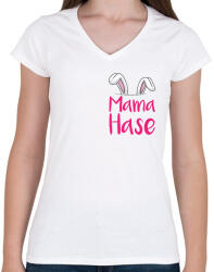 printfashion Mama Hase - Női V-nyakú póló - Fehér (2402709)