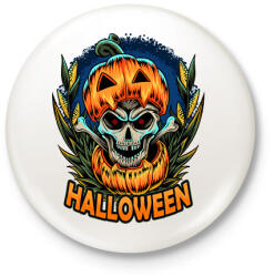 printfashion Halloween tökös koponya csontváz - Kitűző, hűtőmágnes - Fehér (9454945)