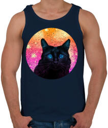 printfashion Fekete macska - Férfi atléta - Sötétkék (105610)