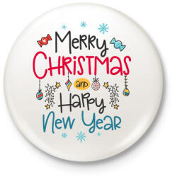 printfashion Boldog karácsonyt és boldog új évet - Kitűző, hűtőmágnes - Fehér (3078405)