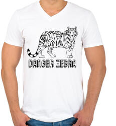 printfashion Danger zebra - Férfi V-nyakú póló - Fehér (2015628)