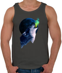 printfashion Farkasüvöltés - Férfi atléta - Sötétszürke (395021)