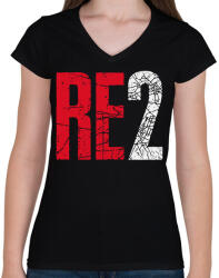printfashion RE 2 - Női V-nyakú póló - Fekete (2258733)