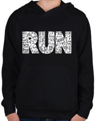 printfashion Run run run - Gyerek kapucnis pulóver - Fekete (13698359)
