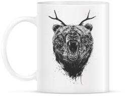 printfashion Angry bear with antlers - Bögre - Fehér (788748)
