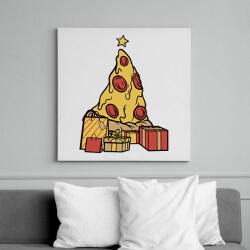 printfashion Pizza karácsonyfa - Vászonkép - Fehér (10151088)