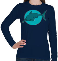 printfashion Optalmosaurus - Női hosszú ujjú póló - Sötétkék (2832302)