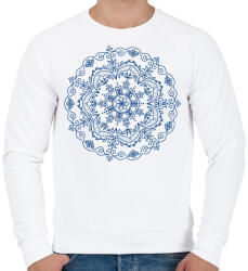 printfashion Kékfestő mandala - Férfi pulóver - Fehér (4068928)