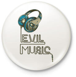 printfashion Evil Music - Kitűző, hűtőmágnes - Fehér (4130266)