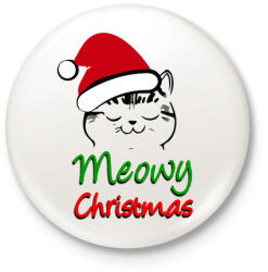 printfashion Meowy Christmas! - Kitűző, hűtőmágnes - Fehér (3075925)