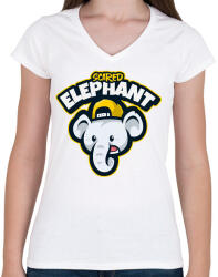 printfashion scared elephant - Női V-nyakú póló - Fehér (5135810)