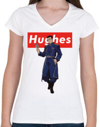 printfashion Hughes - Női V-nyakú póló - Fehér (5416443)