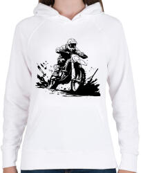 printfashion motocross - Női kapucnis pulóver - Fehér (16089277)