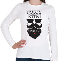printfashion Szakállasnak lenni Isteni! - Női hosszú ujjú póló - Fehér (1823666)