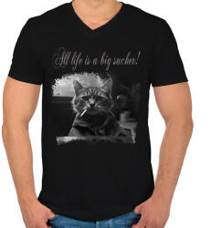 printfashion All life is a big sucker! - Férfi V-nyakú póló - Fekete (16144233)
