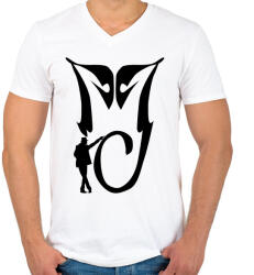 printfashion Michael Jackson MJ - Férfi V-nyakú póló - Fehér (4178667)