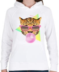 printfashion Bubble gum leo - Női kapucnis pulóver - Fehér (218280)