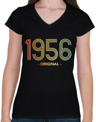 printfashion 1956 - Női V-nyakú póló - Fekete (11975627)