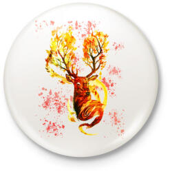 printfashion ABSTRACT DEER - Kitűző, hűtőmágnes - Fehér (3083289)