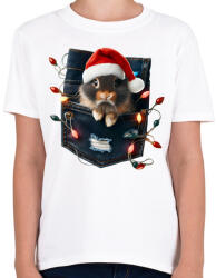 printfashion Vicces karácsonyi nyuszi zsebben - mikulás sapkában - Gyerek póló - Fehér (15221870)